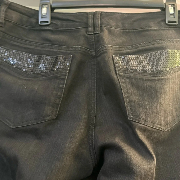 Madison Black Jeans With Bedazzled Pockets And Front Waist Line - Picture 4 of 9